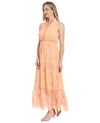 London Times Women's V-Neck Maxi Dress
