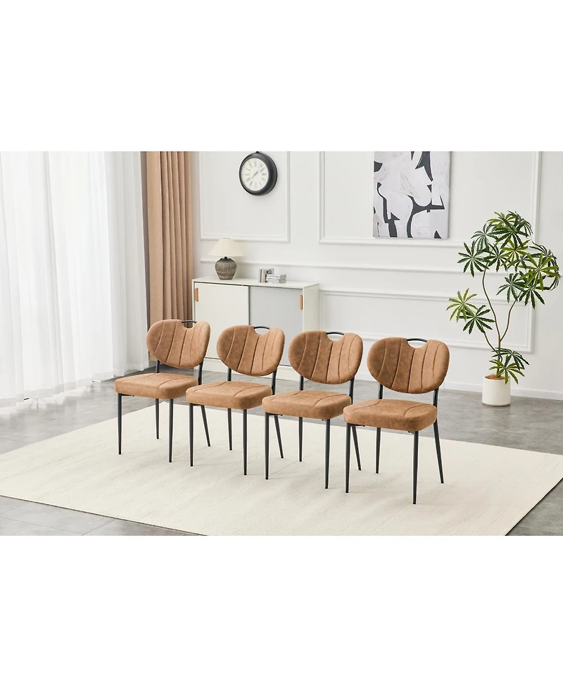 Streamdale Furniture Set of 4 Dining Chairs with Metal Legs