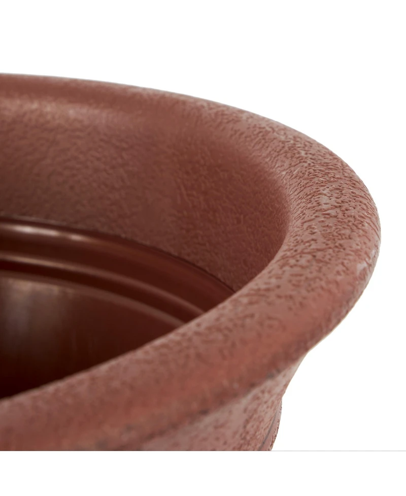 Listo SRA13001P05 13-Inch Round Outdoor Plastic Sierra Planter, Rustic Redstone