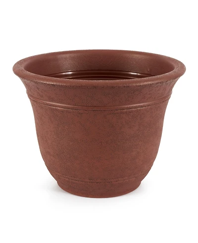 Listo SRA13001P05 13-Inch Round Outdoor Plastic Sierra Planter, Rustic Redstone