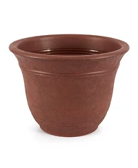 Listo SRA13001P05 13-Inch Round Outdoor Plastic Sierra Planter, Rustic Redstone