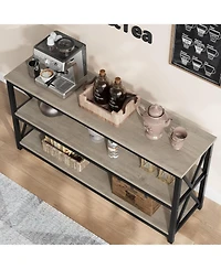 Gaomon 55" Long Console Table, 3-Tier Entryway Table with Storage Shelves, "dustrial Entry Table for Entrance, Hallway