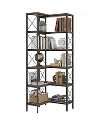 Homcom L-Shaped Bookshelf, 5-Tier Corner Bookcase