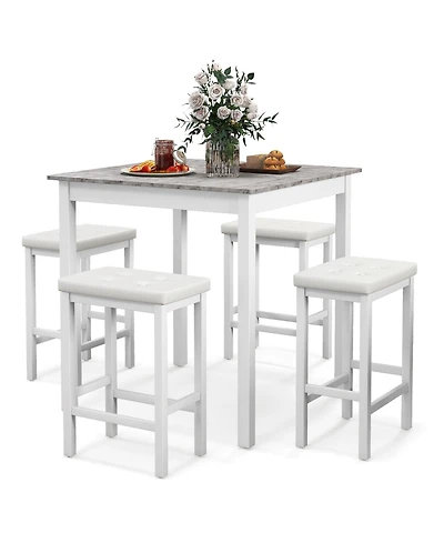 Slickblue Industrial 5 Piece Bar Table Set with Counter Height and 4 Stools