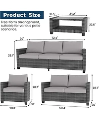 gaomon Outdoor Patio Sectional Set with Cushions and Glass Coffee Table