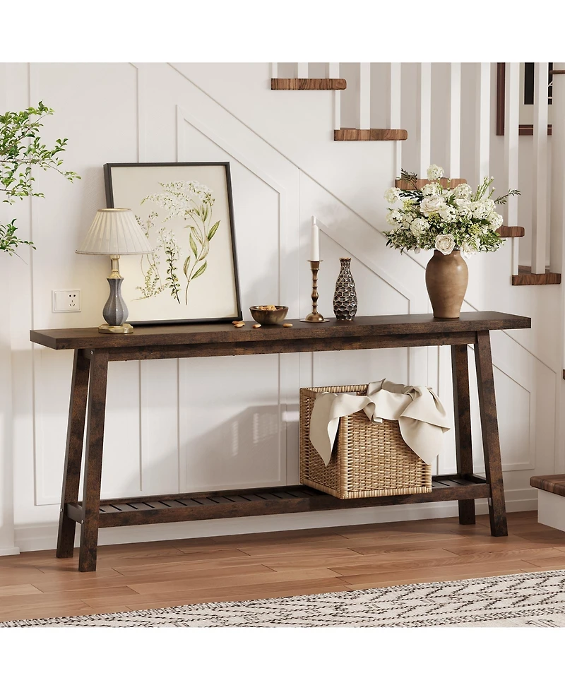 Gaomon 70.9 In Console Table, 2-Tier Narrow Sofa Table Behind Couch, Extra Long Entryway Table for Hallway, Industrial Farmhouse Entry Table