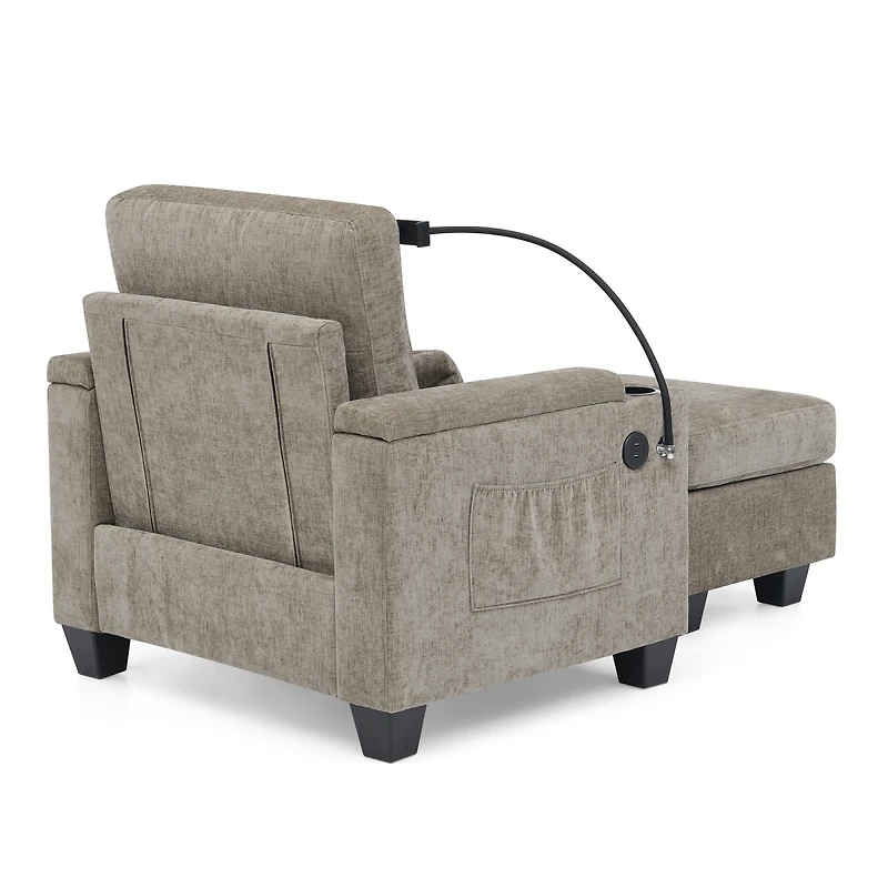 Streamdale Furniture Single Sofa Recliner with Ottoman and Usb