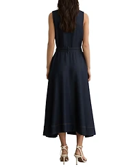 Reiss Women's Button-Front Belted Denim Midi Dress