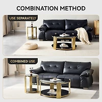 Streamdale Furniture 35" Modern Coffee Table, Glass & Gold Stainless Steel Living Room Table