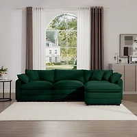 Streamdale Furniture Corduroy L-Shaped 3-Seater Sofa with Ottoman