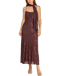 Trixxi Juniors' Jacquard Mesh Midi Dress with Scarf