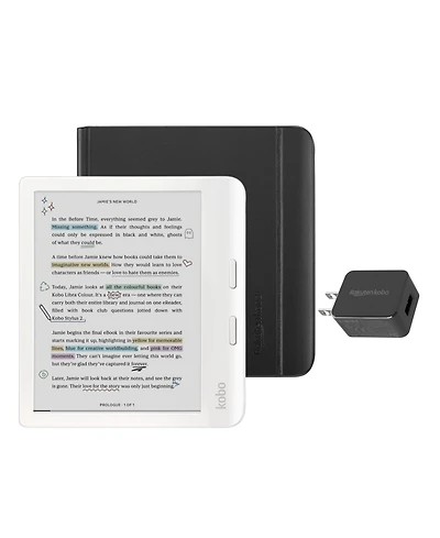 Kobo Libra Colour eReader with Notebook SleepCover Case and Ac Bundle