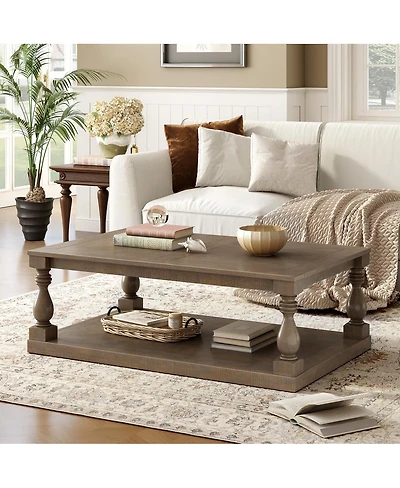 Streamdale Furniture Vintage Coffee Table with Vase Legs and Pine Veneer