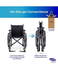 Invacare Essentials EX1 Swing away Footrests and Desk Length Arms 16 Inch Folding Manual Wheelchair
