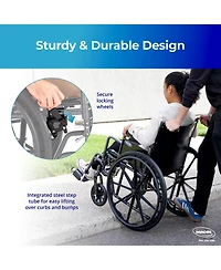 Invacare Essentials EX1 Inch Folding Manual Wheelchair With Swing away Footrests and Desk Length Arms
