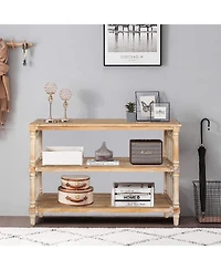 Streamdale Furniture Rustic 3-Tier Console Table with Gothic Details, 47.24" Wooden Entryway Table