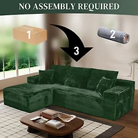 Streamdale Furniture Minimalist No-Assembly Corduroy Sectional Sofa with Chaise