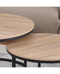 Streamdale Furniture Round Nesting Accent Coffee Table Modern Industrial