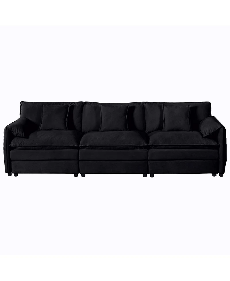 Streamdale Furniture Oversized Deep Seat Sectional Cloud Sofa Sleeper with 3 Ottomans and Pillows