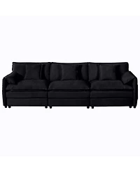 Streamdale Furniture Oversized Deep Seat Sectional Cloud Sofa Sleeper with 3 Ottomans and Pillows