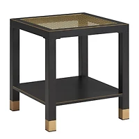 Streamdale Furniture Boho 2-Tier Side Table with Glass Top and Shelf