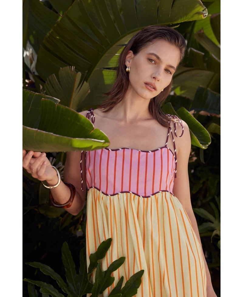 English Factory Women's Colorblock Stripe Sleeveless Midi Dress