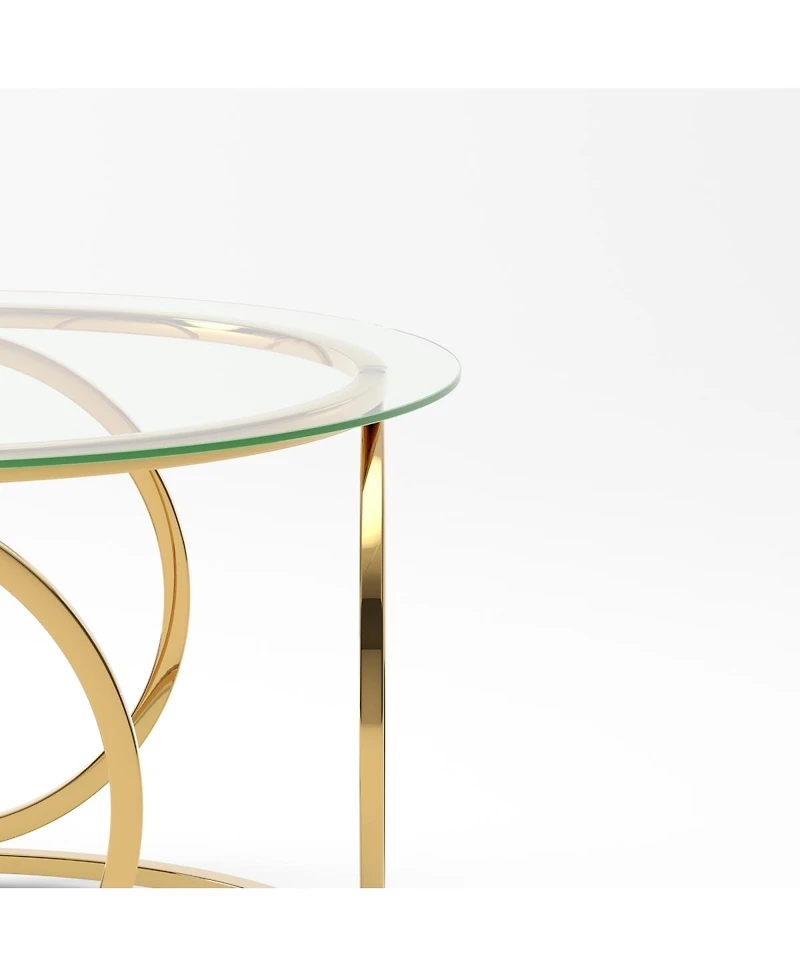Streamdale Furniture Modern Round Glass Coffee Table with Frame