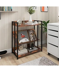 Gymax 3-Tier Industrial Bookshelf Storage Shelf Display Rack with Adjustable Shelves