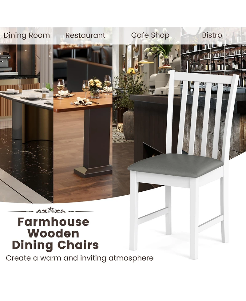 Slickblue Set of 2 Wooden Dining Chairs with Rubber Wood Frame and Comfortable Padded Seat