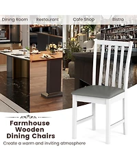 Slickblue Set of 2 Wooden Dining Chairs with Rubber Wood Frame and Comfortable Padded Seat