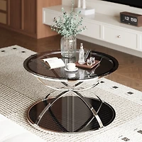 Streamdale Furniture Modern Glass Coffee Table, 2-Tier