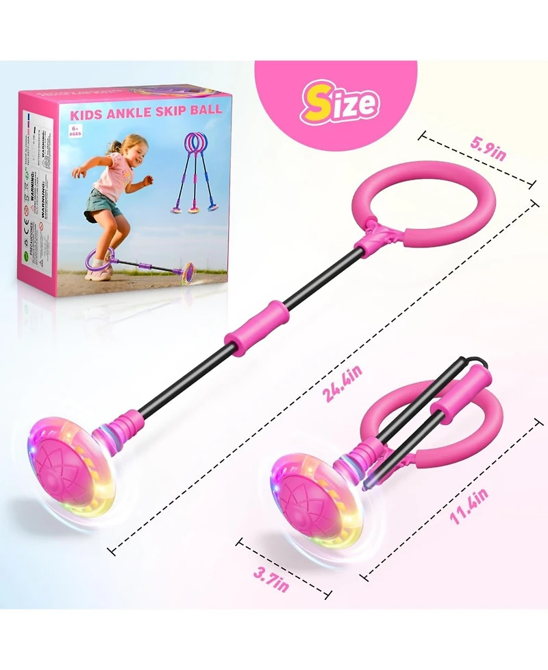 HopeRock Skip Ball Toy for Girls Ages 6-10,Girl Birthday Gifts,3 Fun Modes,Flashing Light-Up Wheel,Led Digital Counter,Replaceable Battery