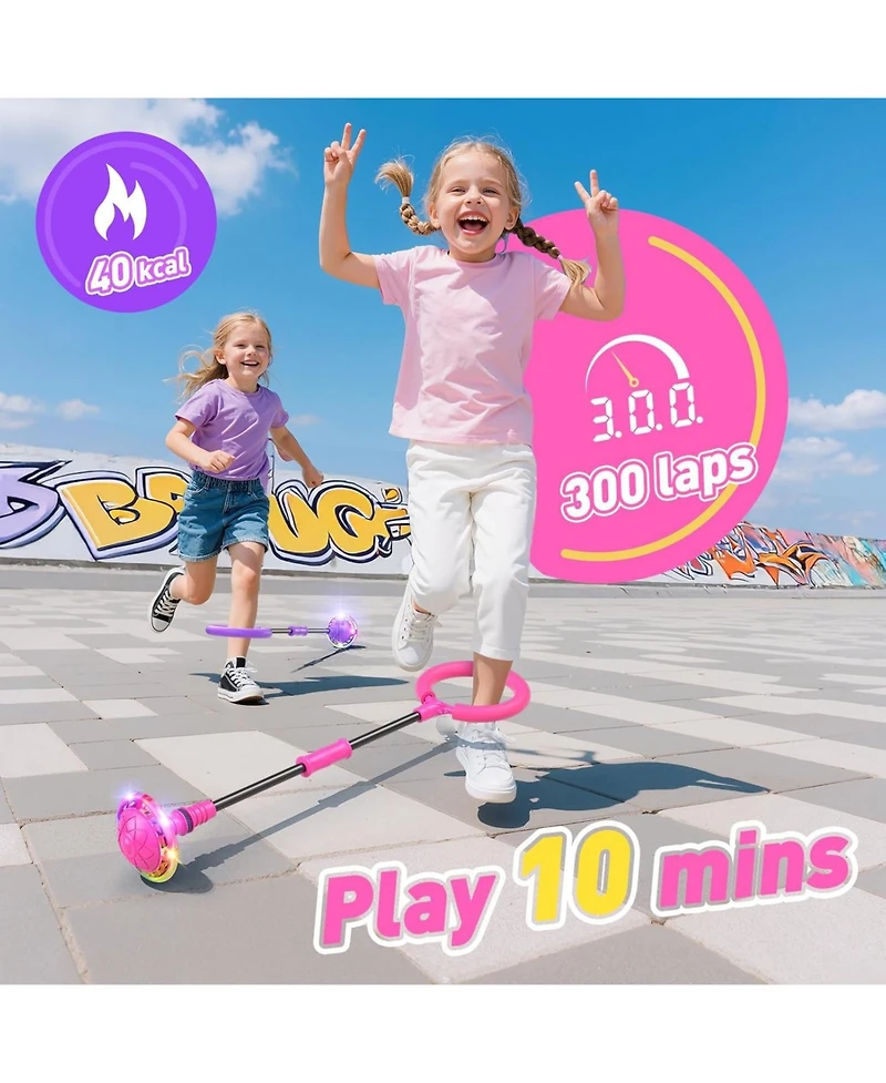HopeRock Skip Ball Toy for Girls Ages 6-10,Girl Birthday Gifts,3 Fun Modes,Flashing Light-Up Wheel,Led Digital Counter,Replaceable Battery