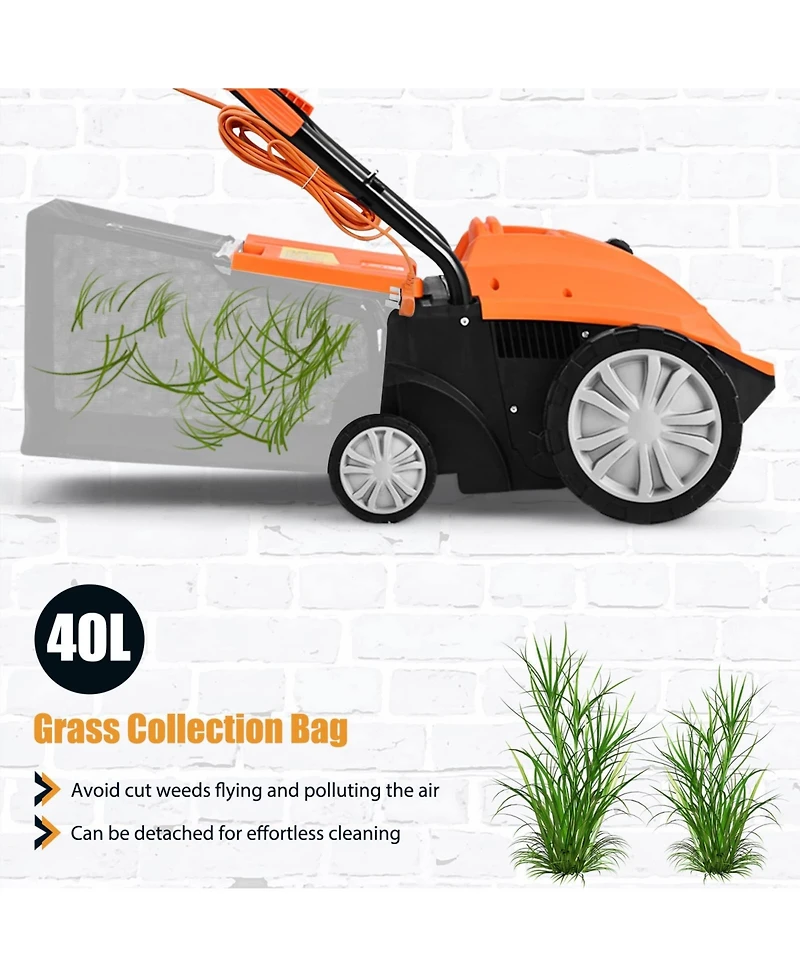 Mecale 13 Inch 12 Amp Electric Scarifier with Collection Bag and Removable Blades