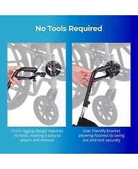 Invacare Wheelchair Legrest Hemi Footrests with Heel Loops, Flip Up Aluminum Footplate and More