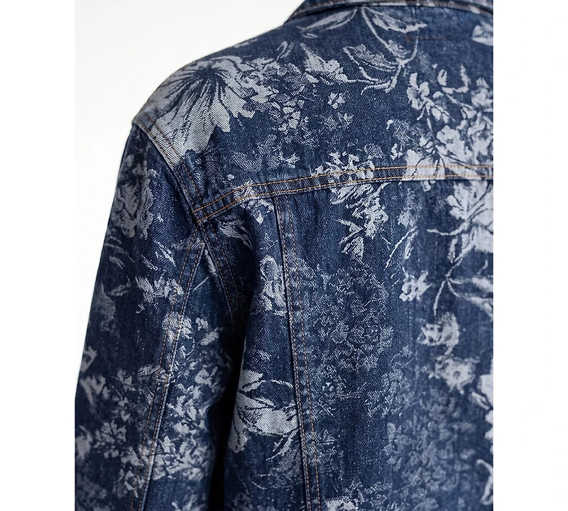 Liverpool Los Angeles Petite Floral Jacquard Long-Sleeve Denim Jacket