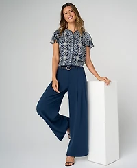 Liverpool Los Angeles Petite High-Rise Pleated Wide-Leg Trousers