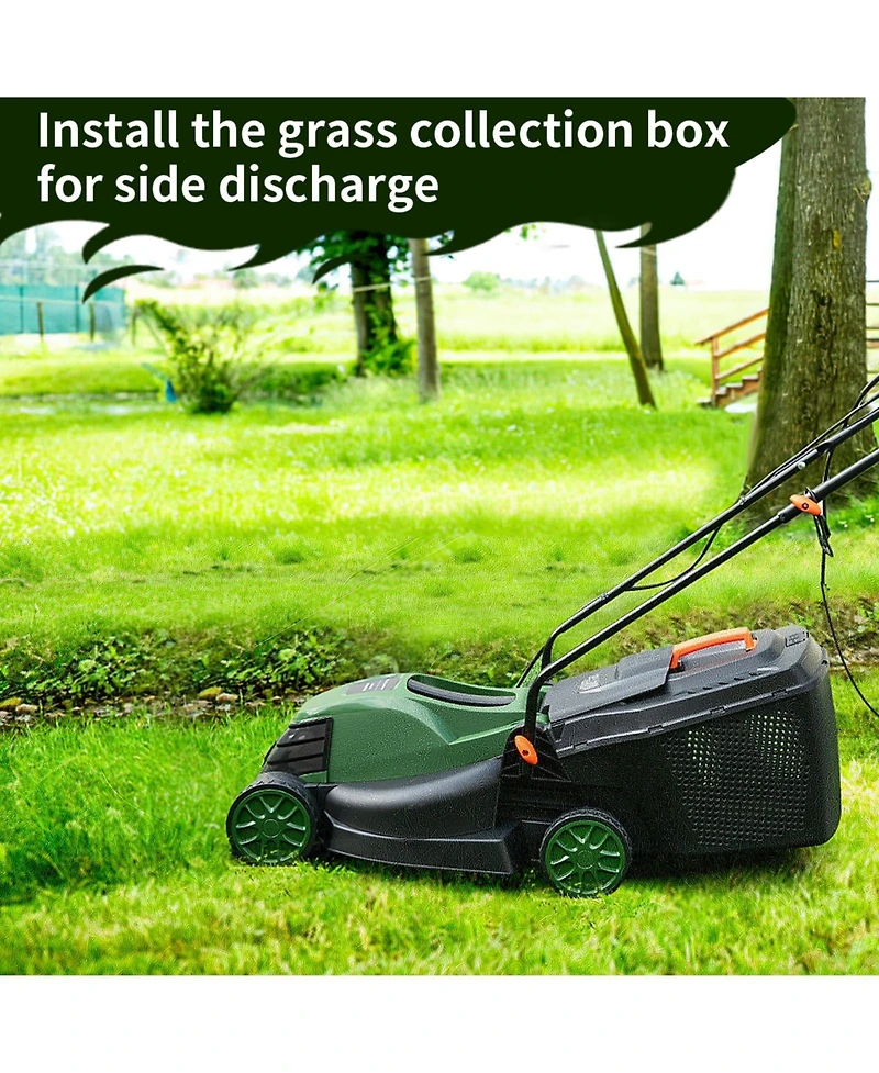Mecale 10 Amp 13 Inch Electric Corded Lawn Mower with Collection Box