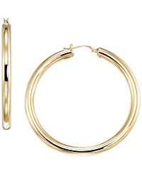 Italian Gold Round Tube Earrings in 10k Yellow Gold