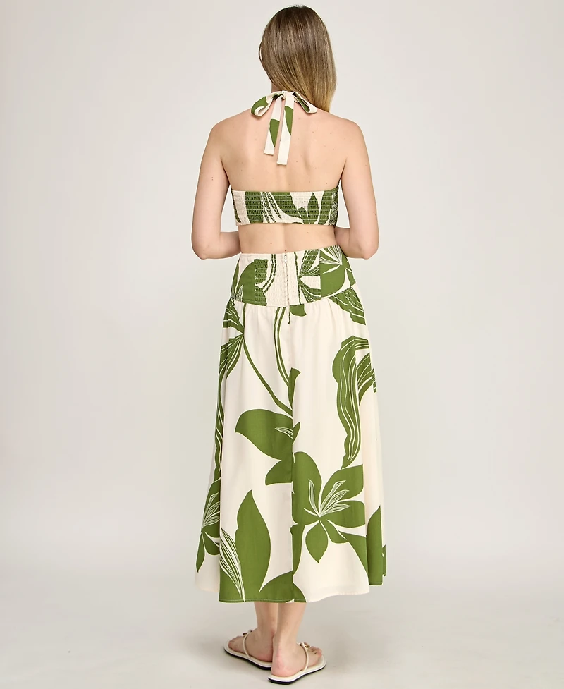 Row A Women's Halter Neck Fit And Flare Midi Dress