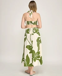 Row A Women's Halter Neck Fit And Flare Midi Dress