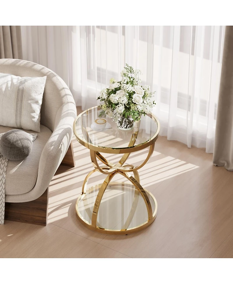 Streamdale Furniture Modern Glass 2-Tier Side Table