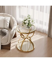 Streamdale Furniture Modern Glass 2-Tier Side Table