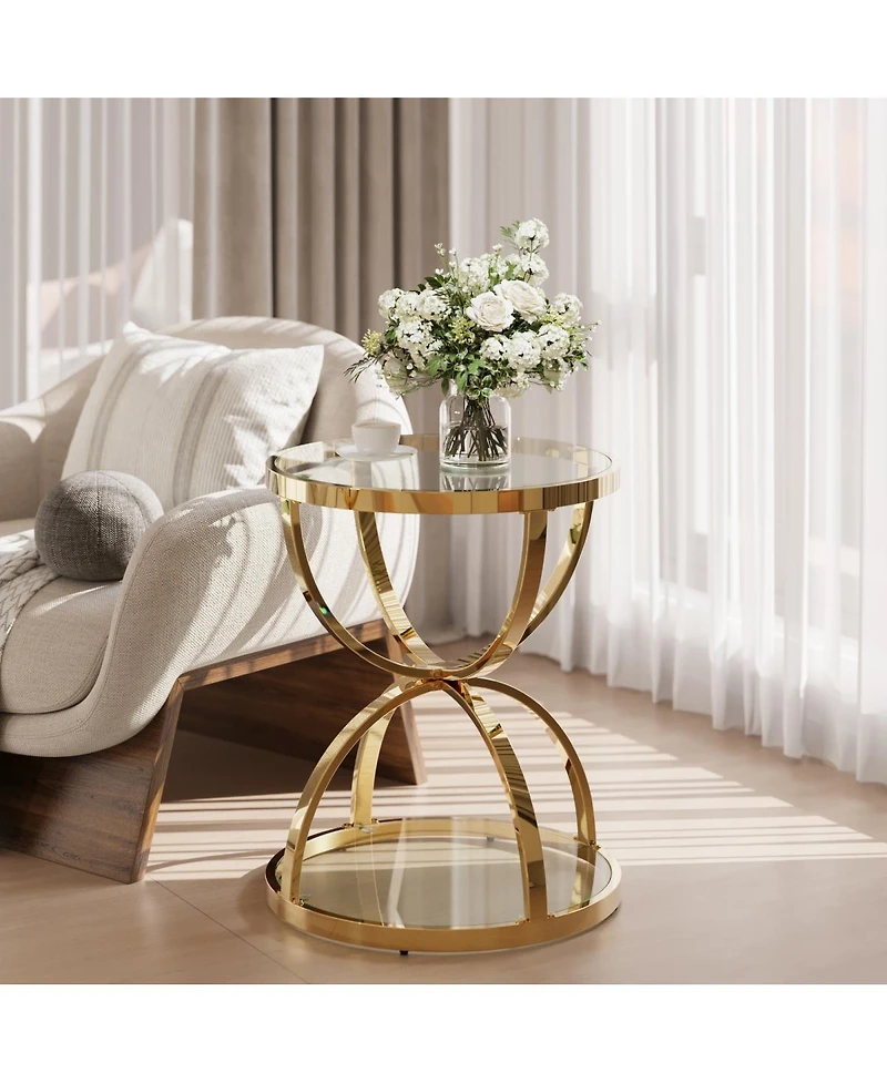 Streamdale Furniture Modern Glass 2-Tier Side Table