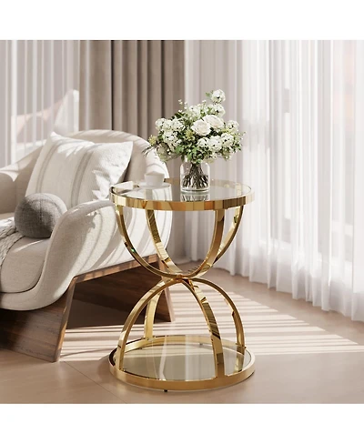 Streamdale Furniture Modern Glass 2-Tier Side Table
