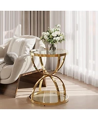 Streamdale Furniture Modern Glass 2-Tier Side Table