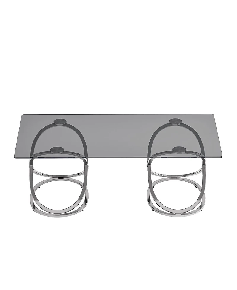 Streamdale Furniture Modern Glass Coffee Table with Chrome Ring Frames