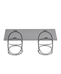 Streamdale Furniture Modern Glass Coffee Table with Chrome Ring Frames