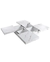 Streamdale Furniture Square Marble Veneer Coffee Table Sliding Top with Storage