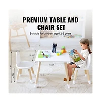 Sugift Kids Table and 2 Chairs Set for Ages 2-8, Pine Wood Activity Table with Curved Safety Edges
